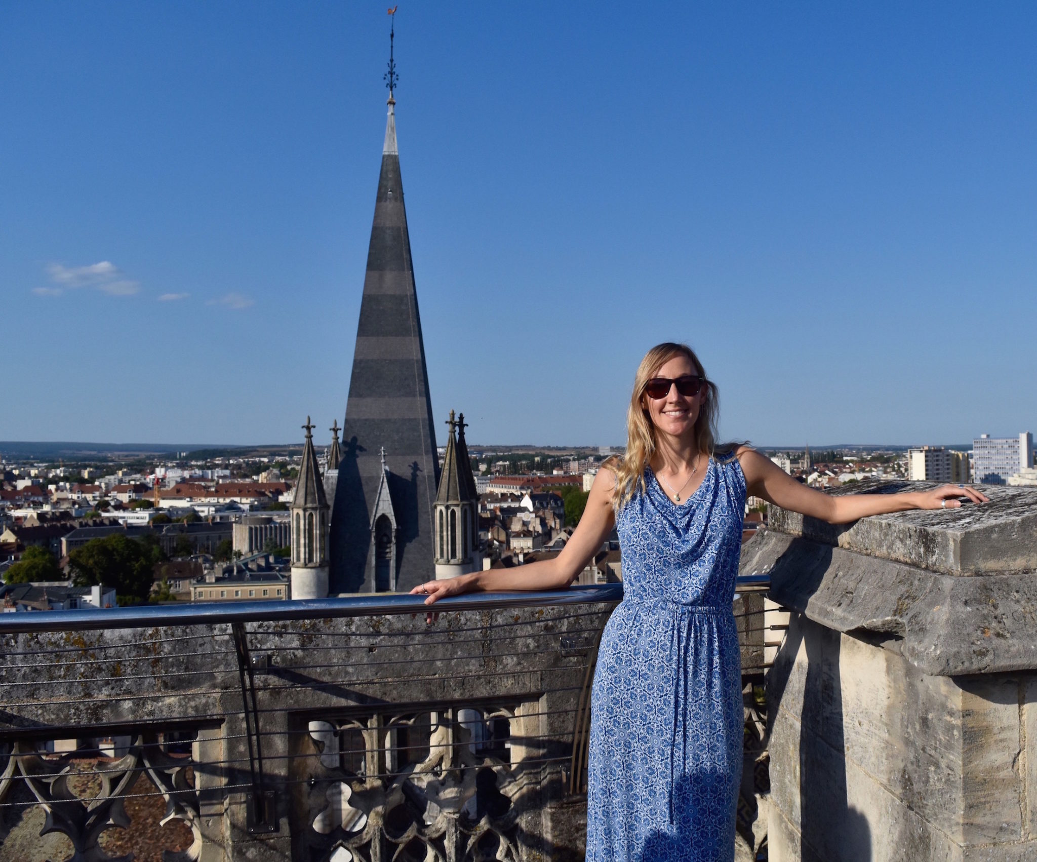 Hayley on the views from Tour Phillipe du Bon,