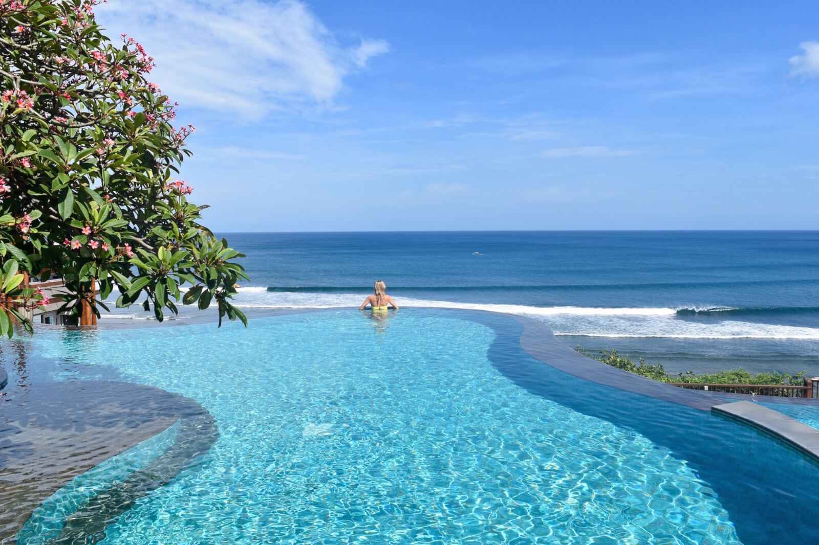 Enjoying the infinity pool in Uluwatu