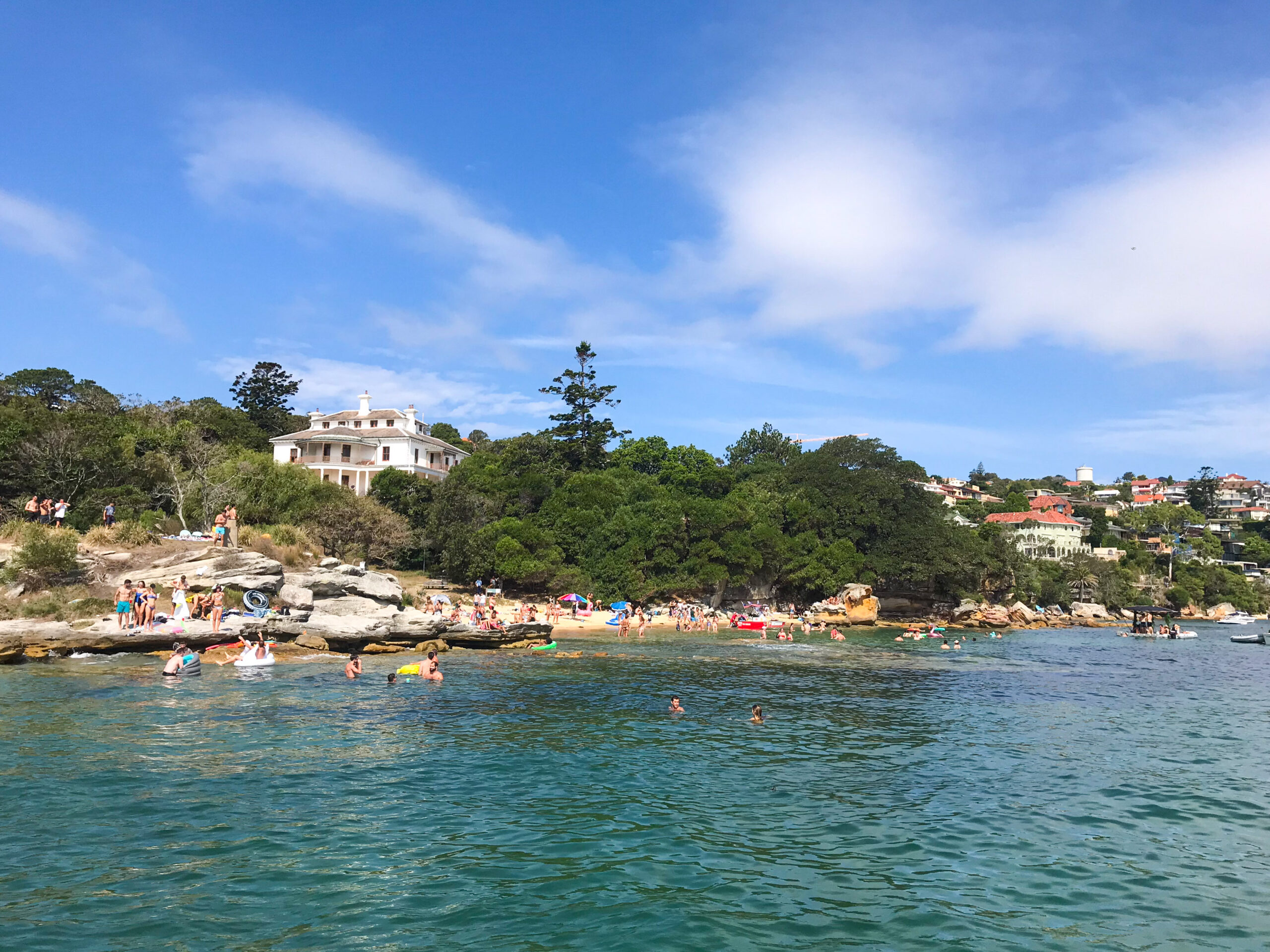 Strickland House and Milk Beach as seen from the water