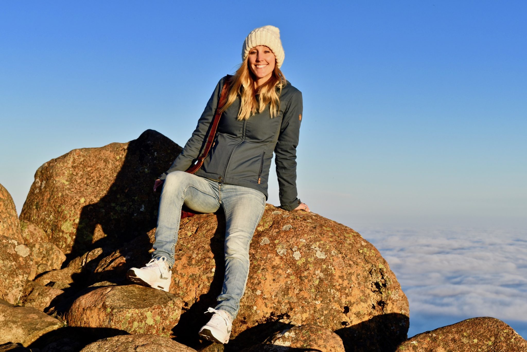 Sitting on top of Mount Wellington in Hobart 