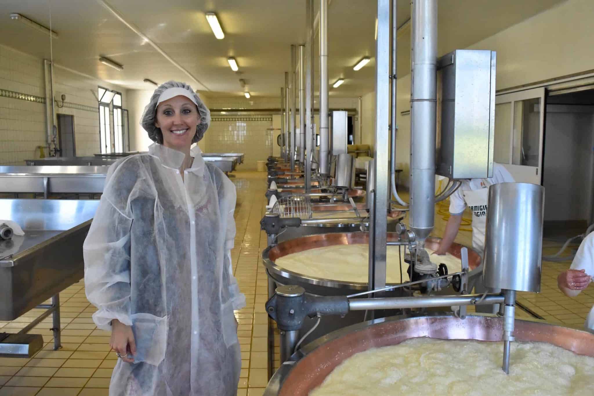 Learning about the production of Parmigiano Reggiano at Fattoria Scalabrini