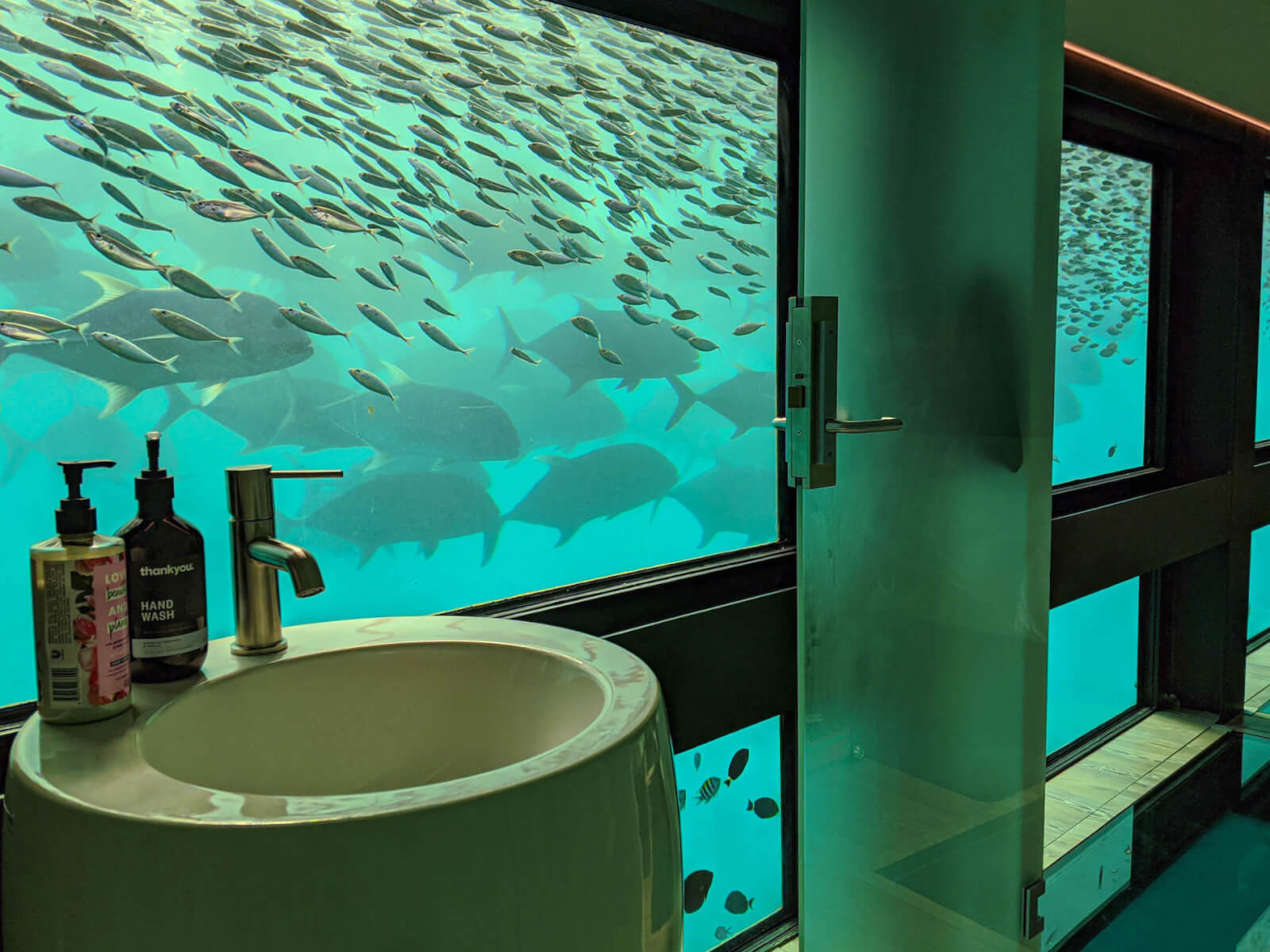 An underwater bathroom 