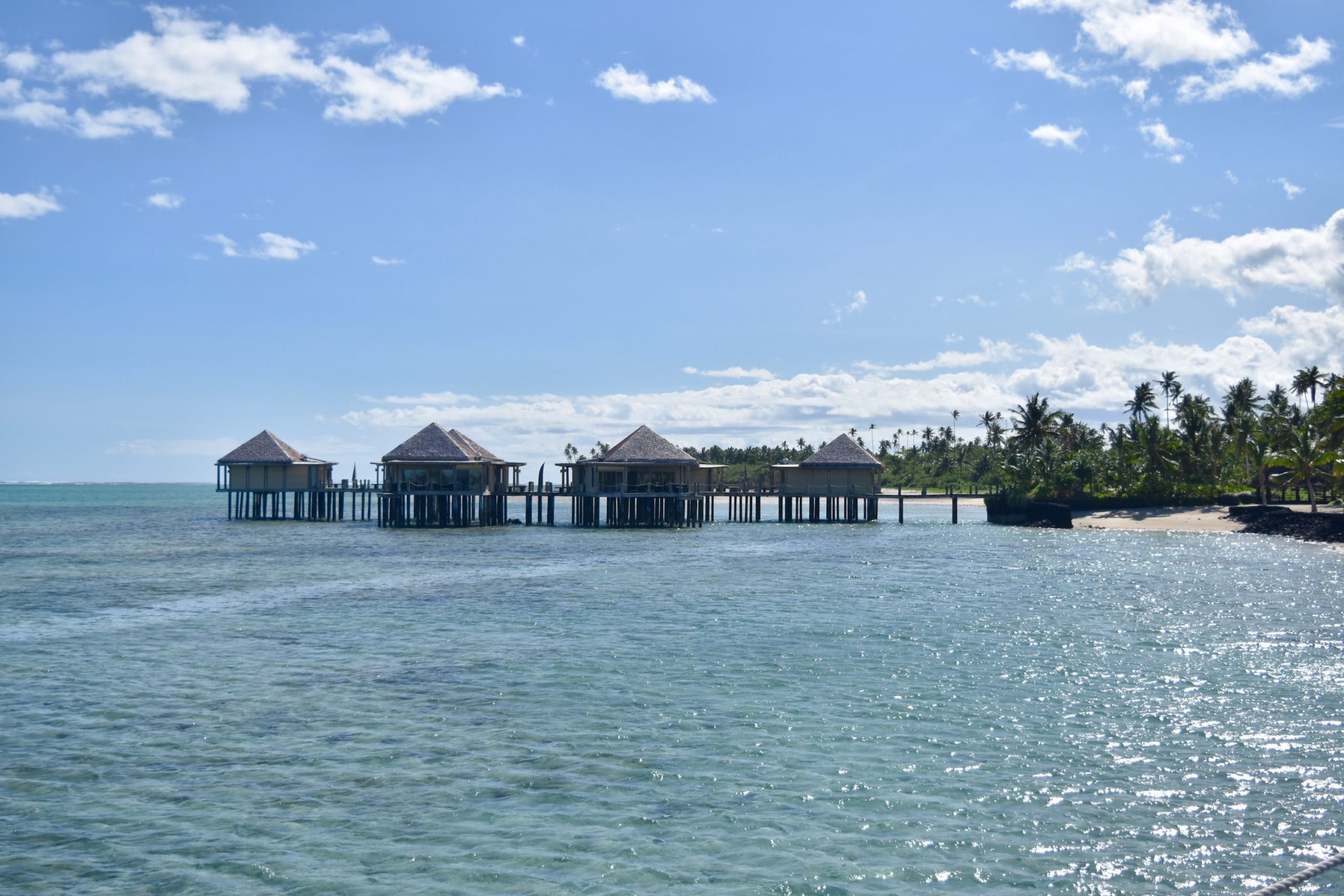Overwater bungalows at Coconuts Beach Club