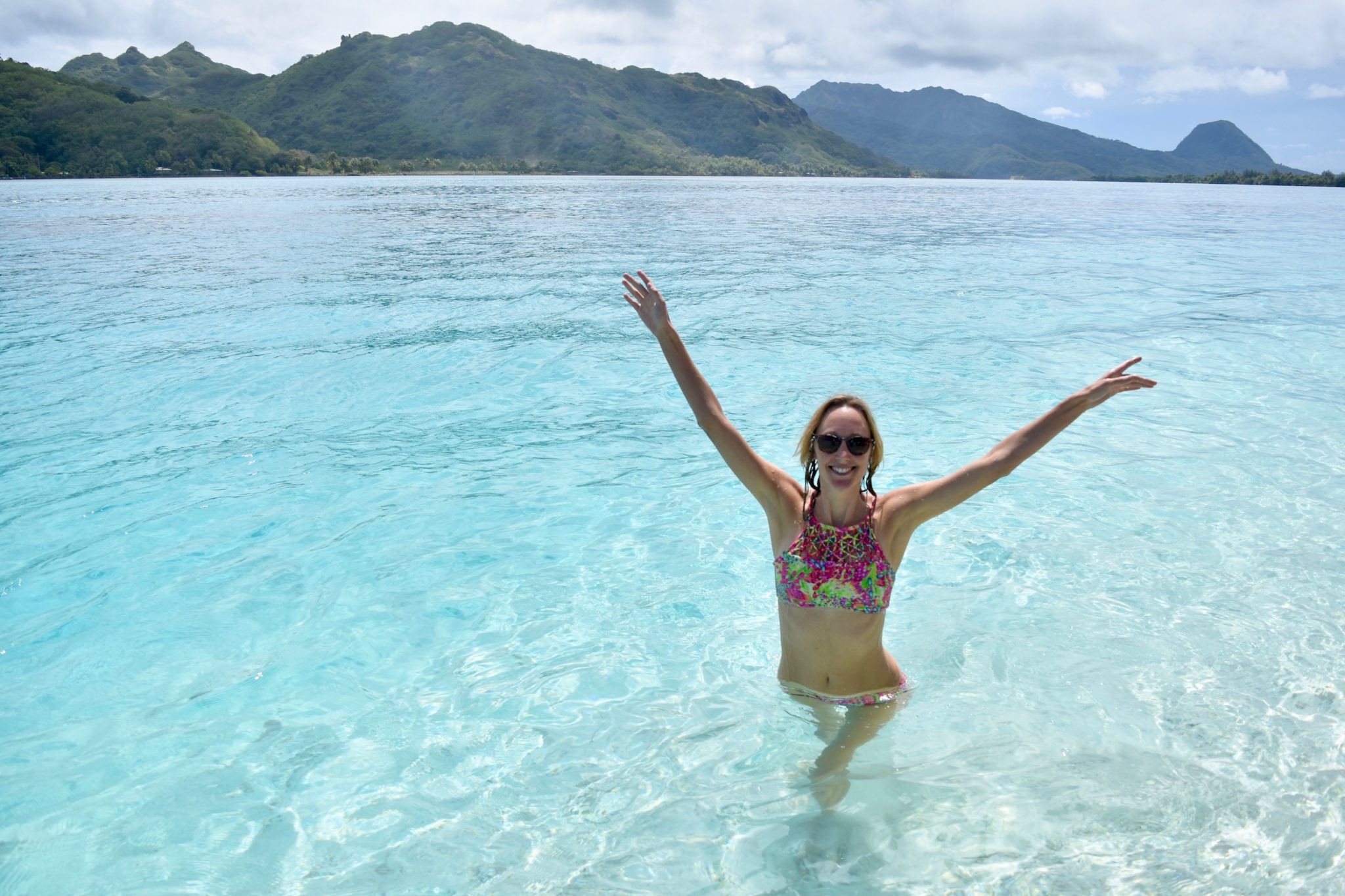 Hayley enjoying the clear waters of French Polynesia
