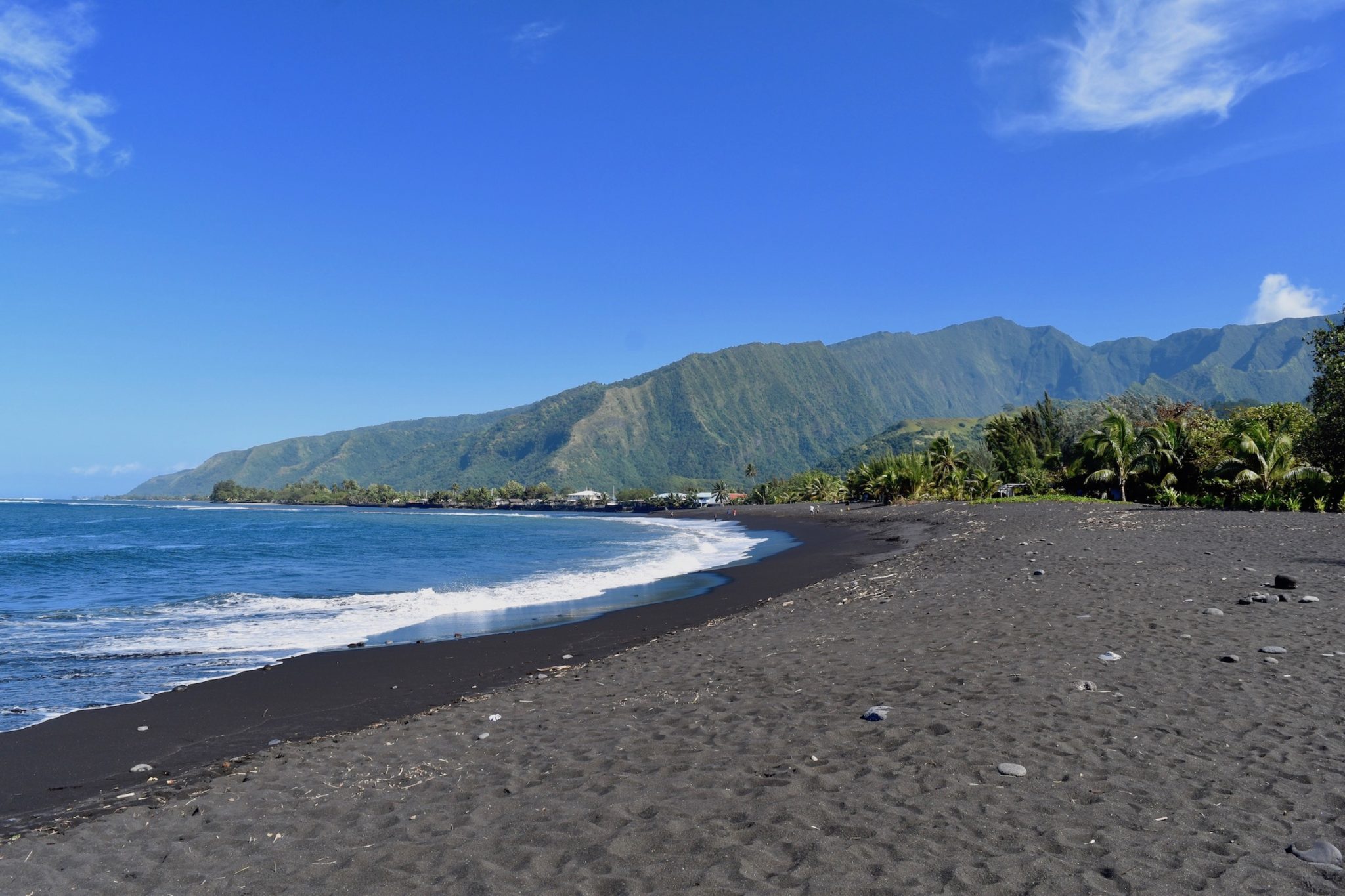 Black sand beaches on Tahiti