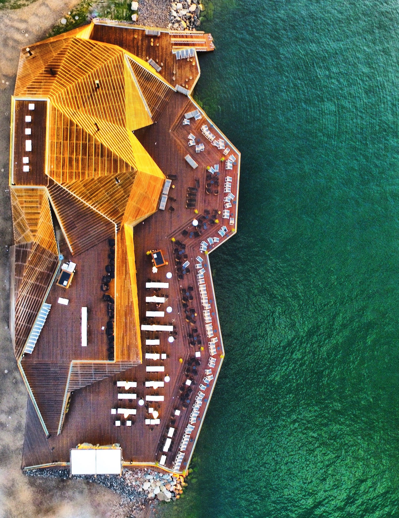 An aerial view of the Helsinki sauna Löyly, on the waterfront