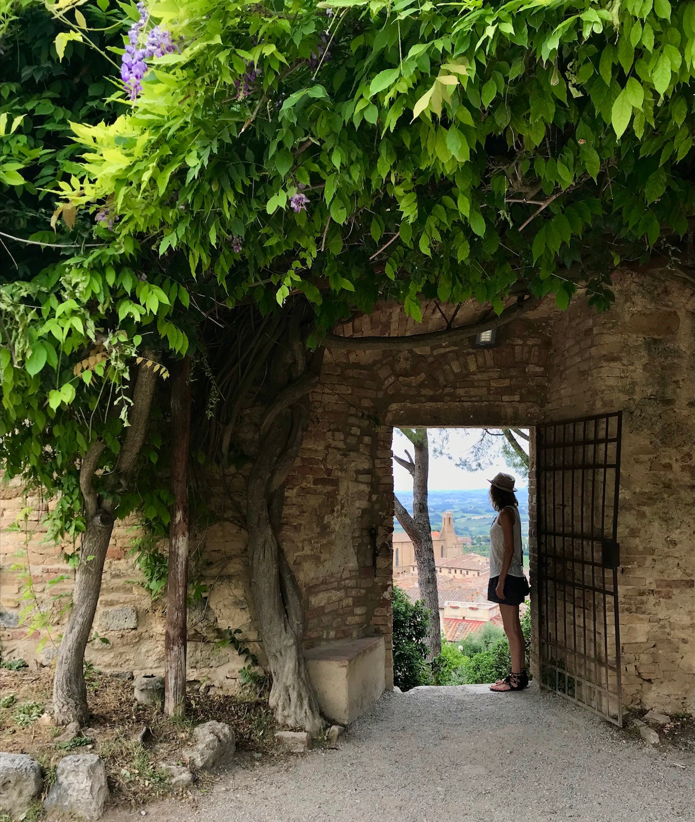 Hayley looking out over the town of San Gimignano in Tuscany