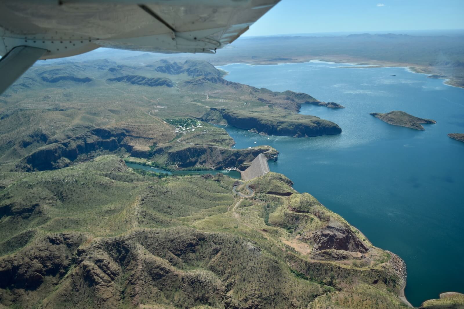 An aerial view of the dam 