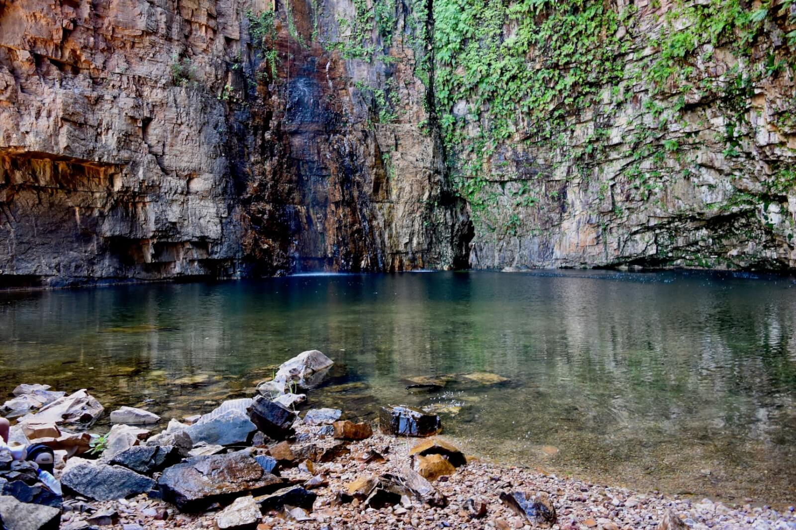 A beautiful gorge with water cascading in 