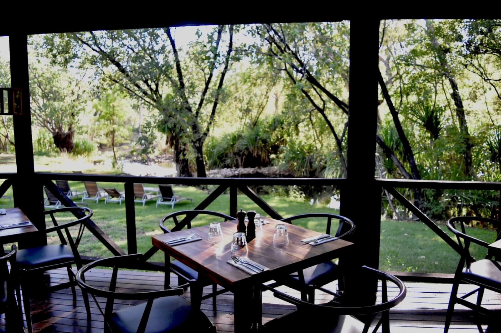 A restaurant overlooking a river 