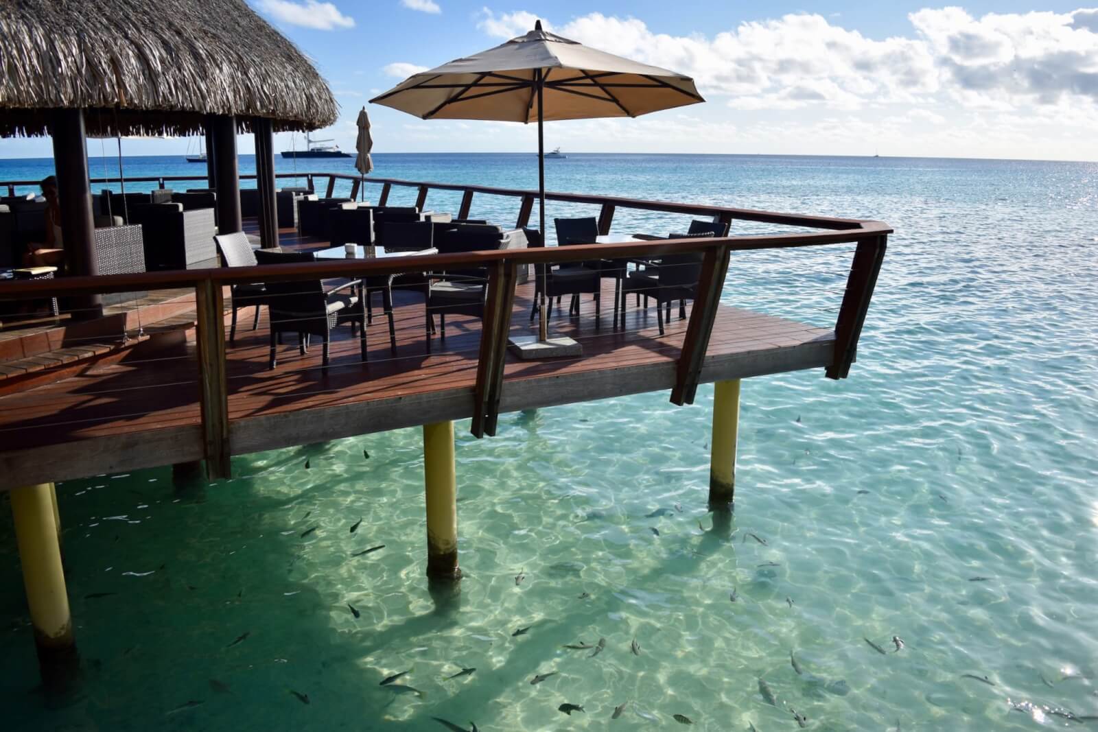 An over water restaurant in French Polynesia
