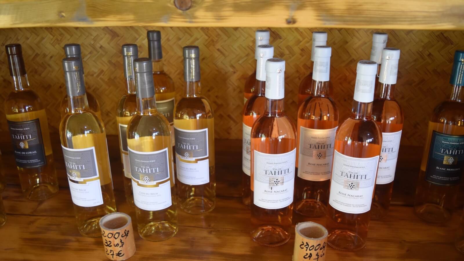 Bottles of coral wine