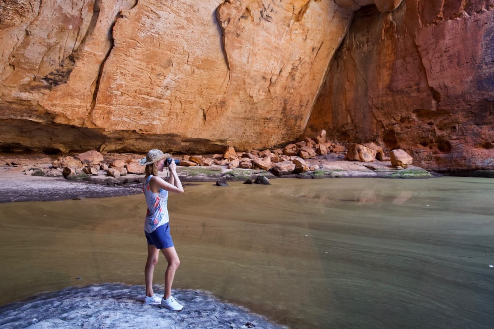 Hayley taking photos in Cathedral Gorge 