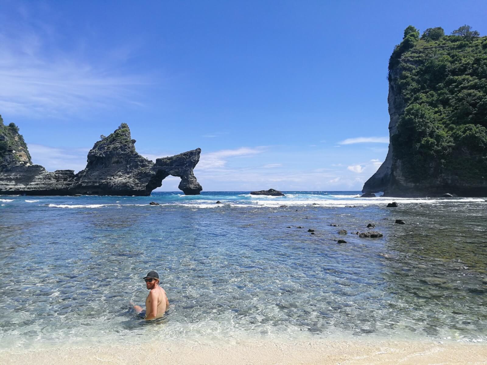 Rock formations and crystal clear blue waters 