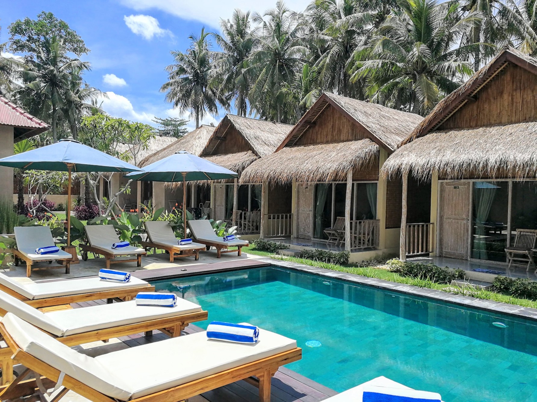 Beautiful cabins overlooking a swimming pool