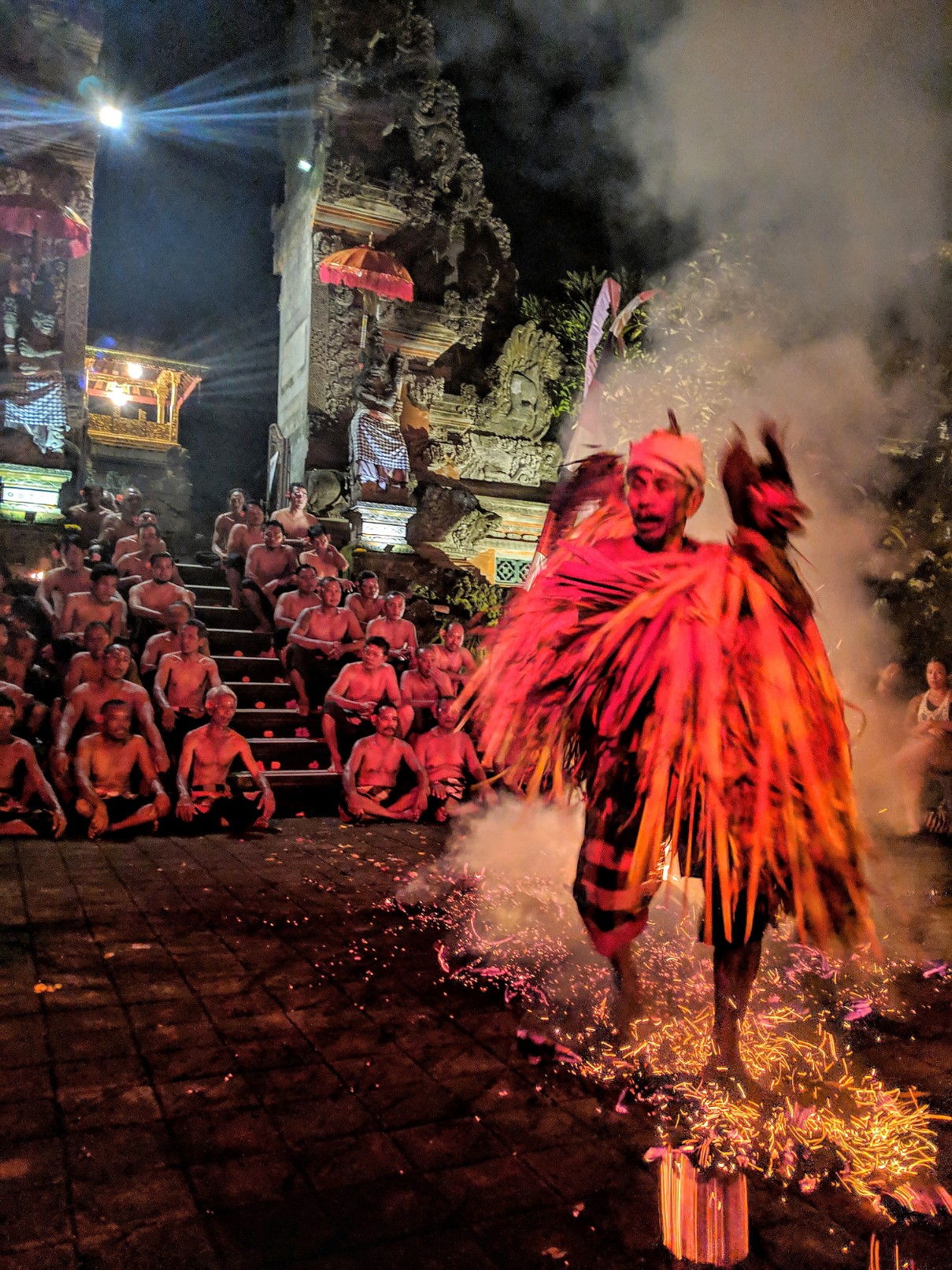 A traditional Balinese performance in costume 