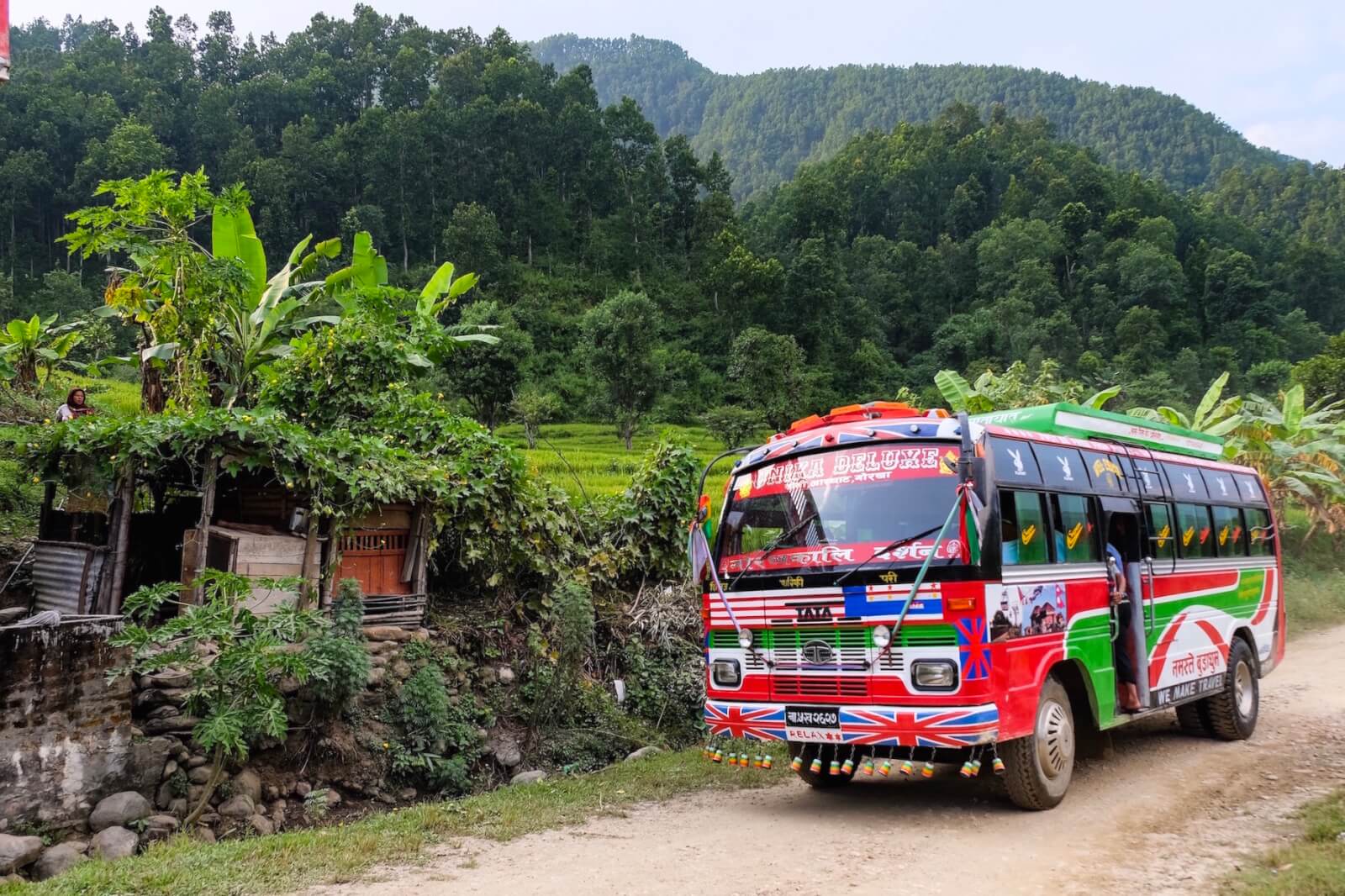 A colourful public bus in Nepal