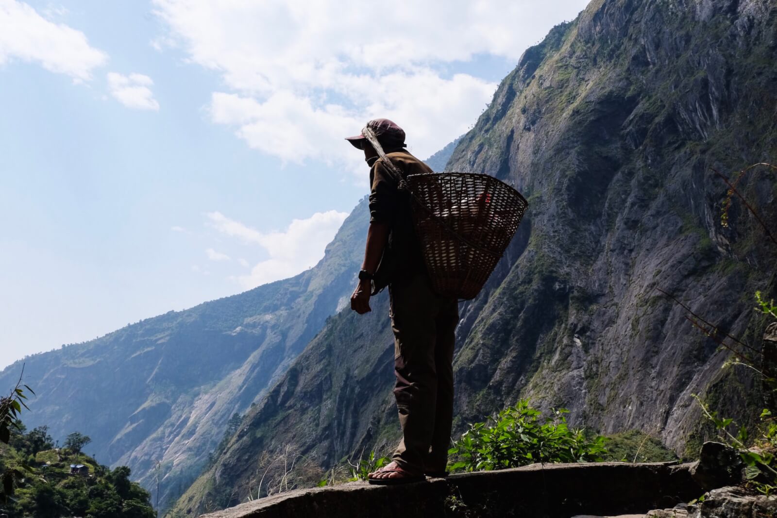 A villager overlooking the mountains 