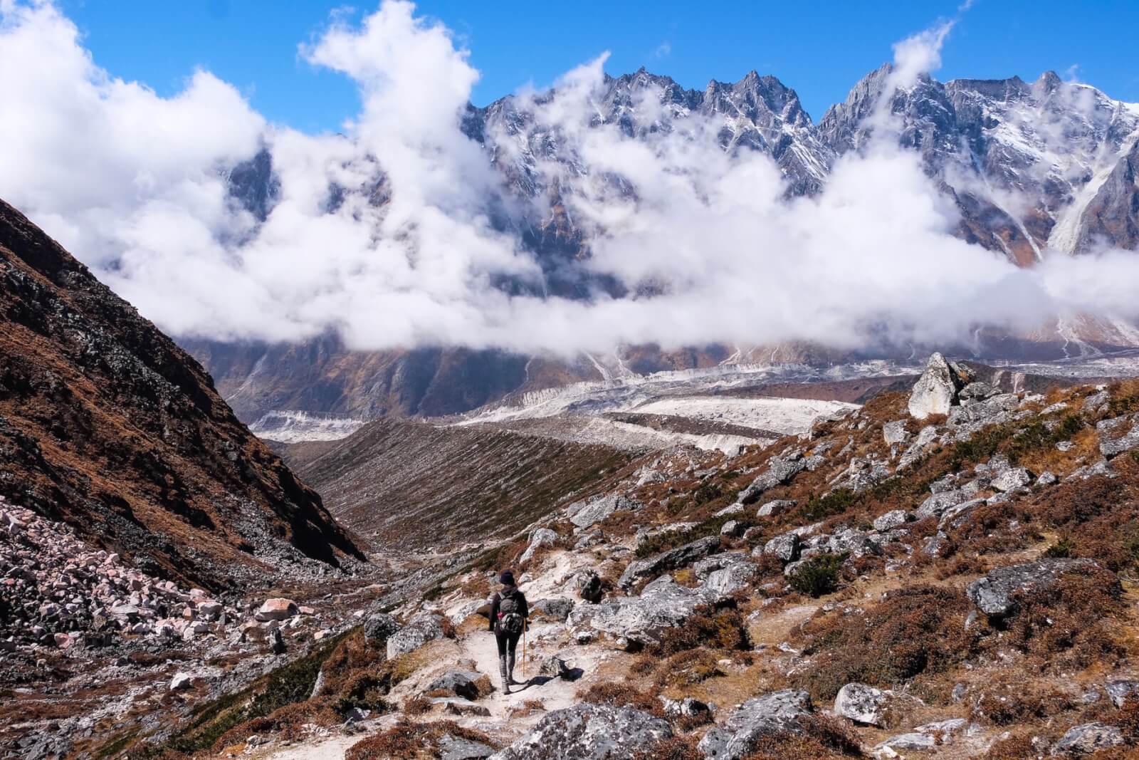 Clouds surrounding the peaks of the mountains 