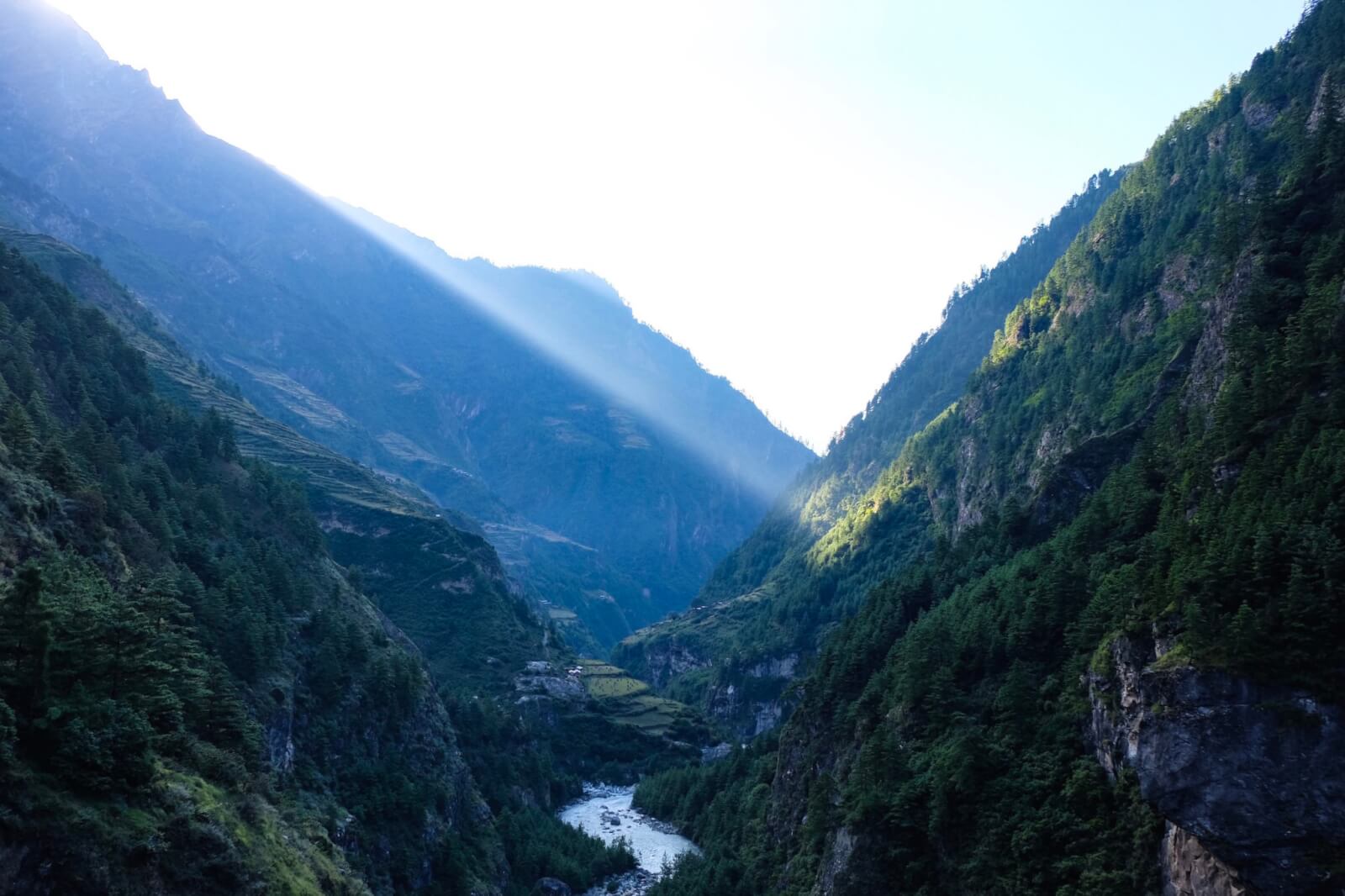 Mountains with a river running through a valley