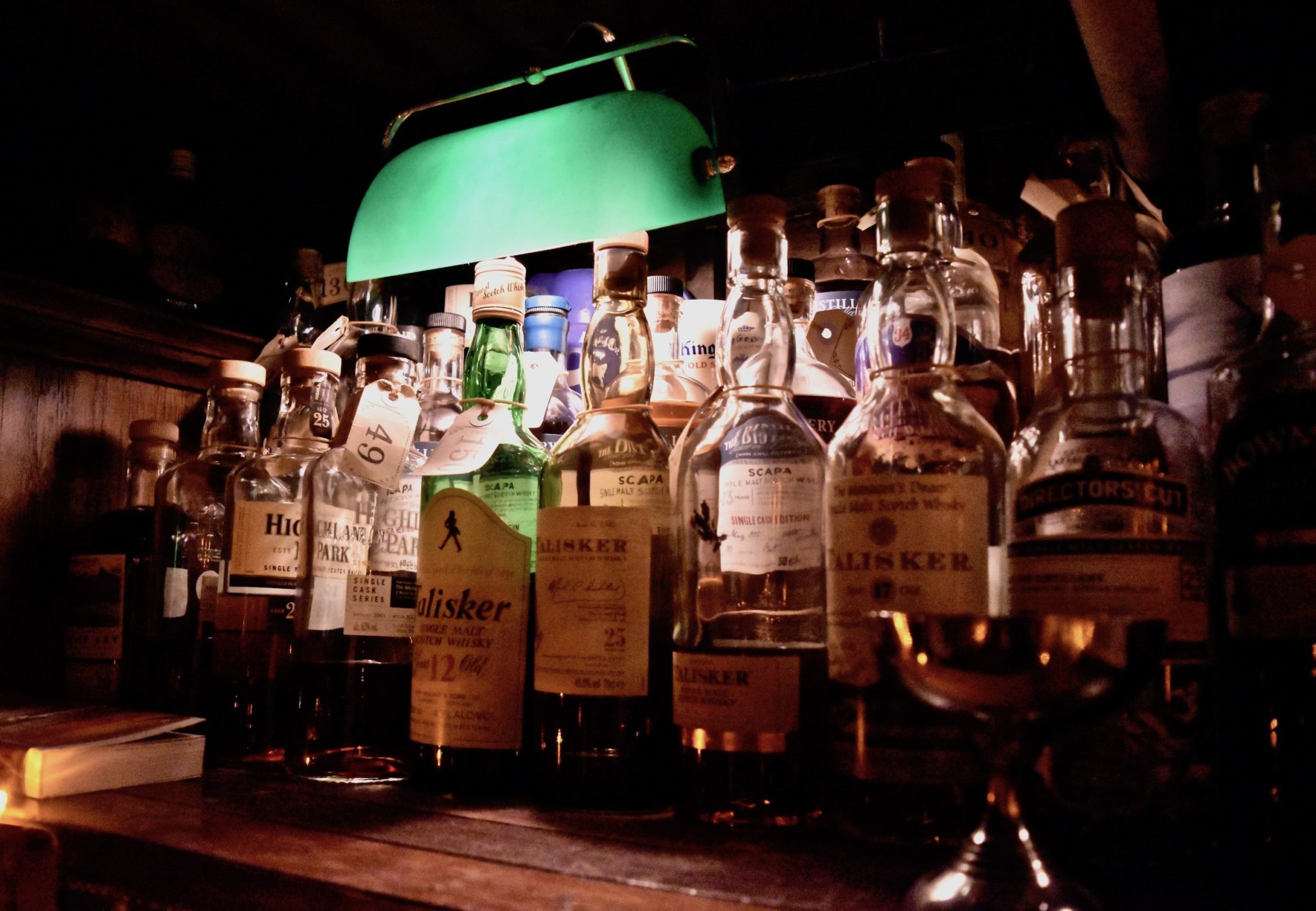 Whisky bottles on a shelf