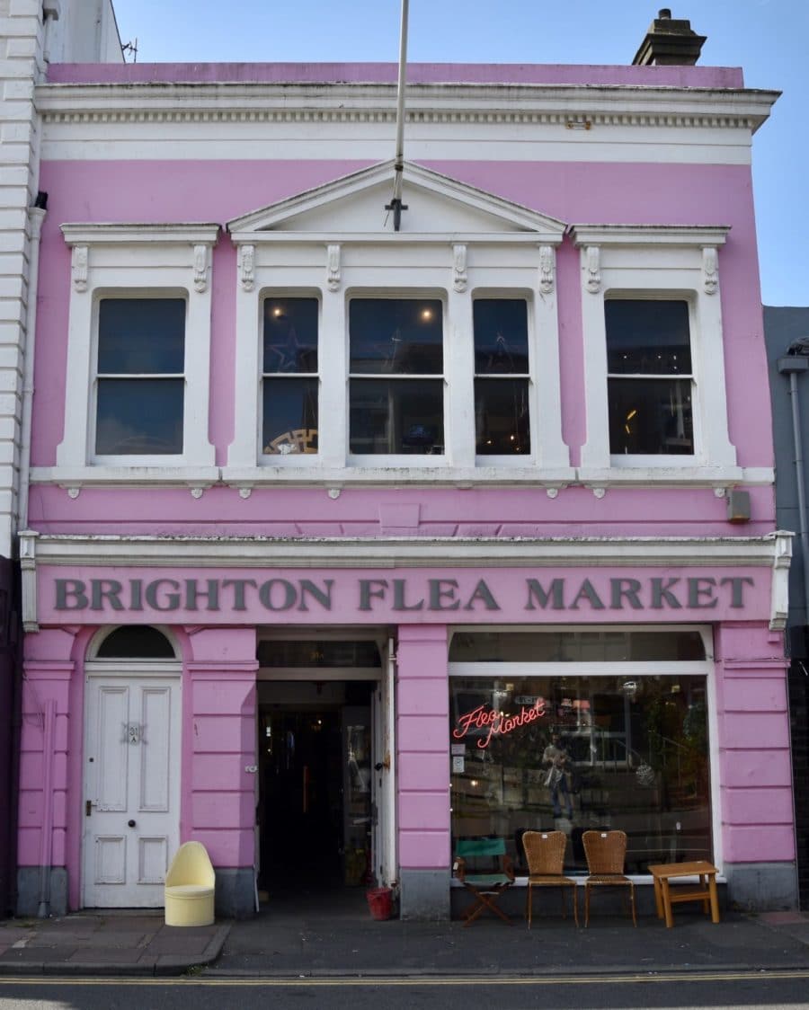 The pink painted Brighton Flea Market in Kemptown