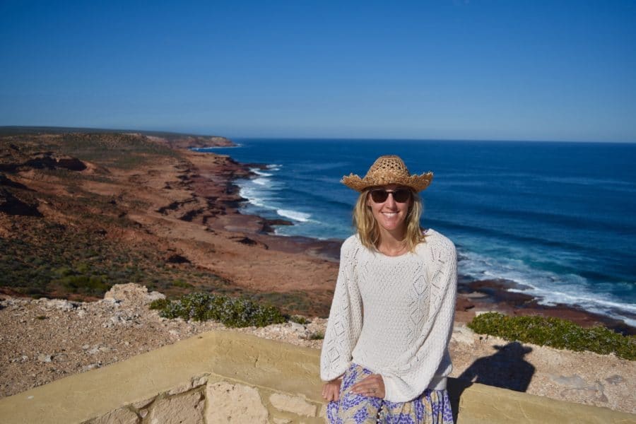 Hayley at the Red Bluff lookout in Kalbarri