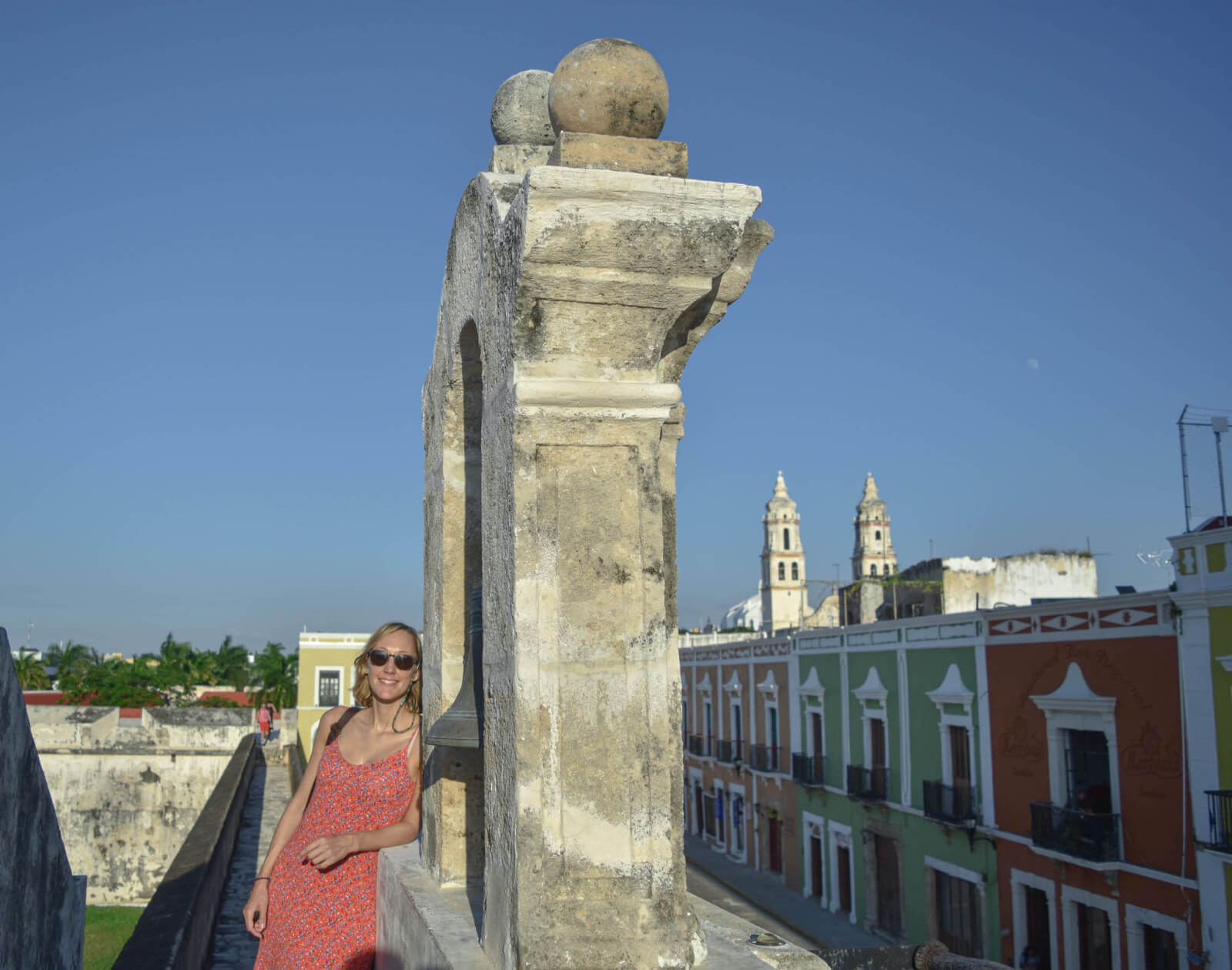 Hayley walking the walls in Campeche 