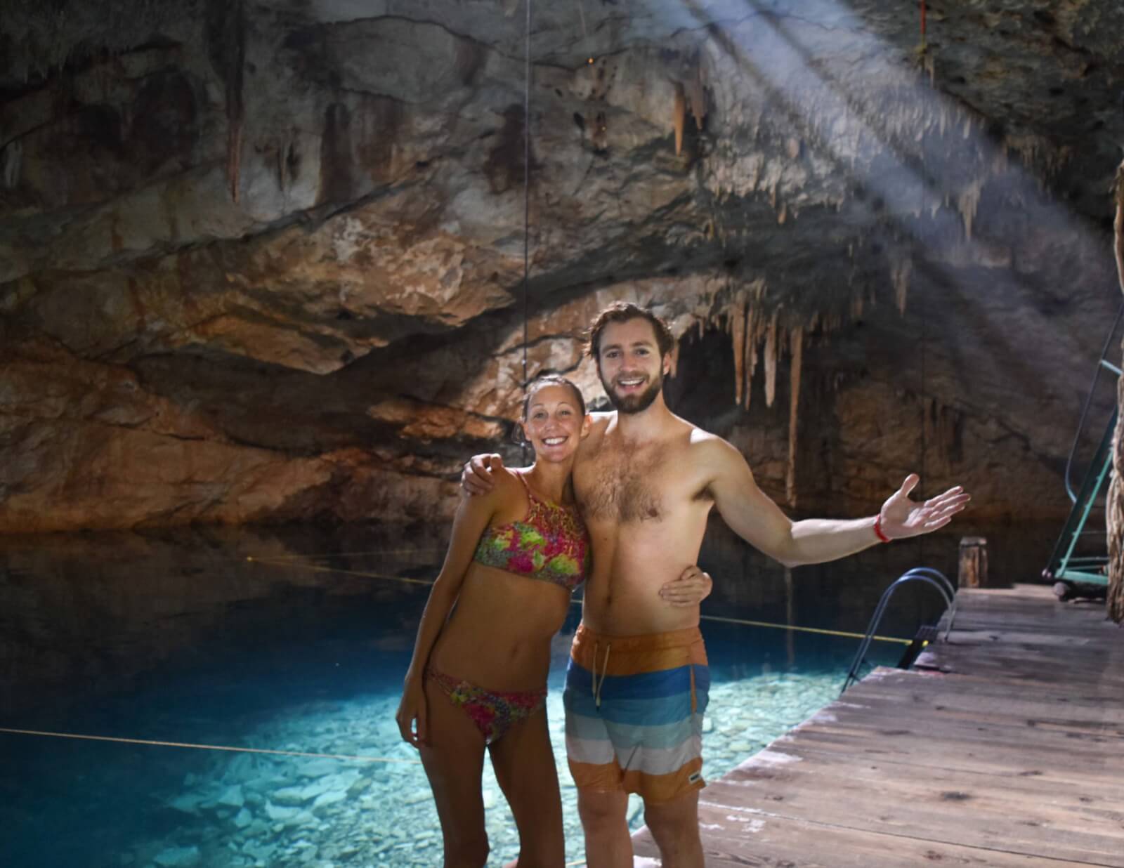 Hayley and Enrico in a Mexican cenote 
