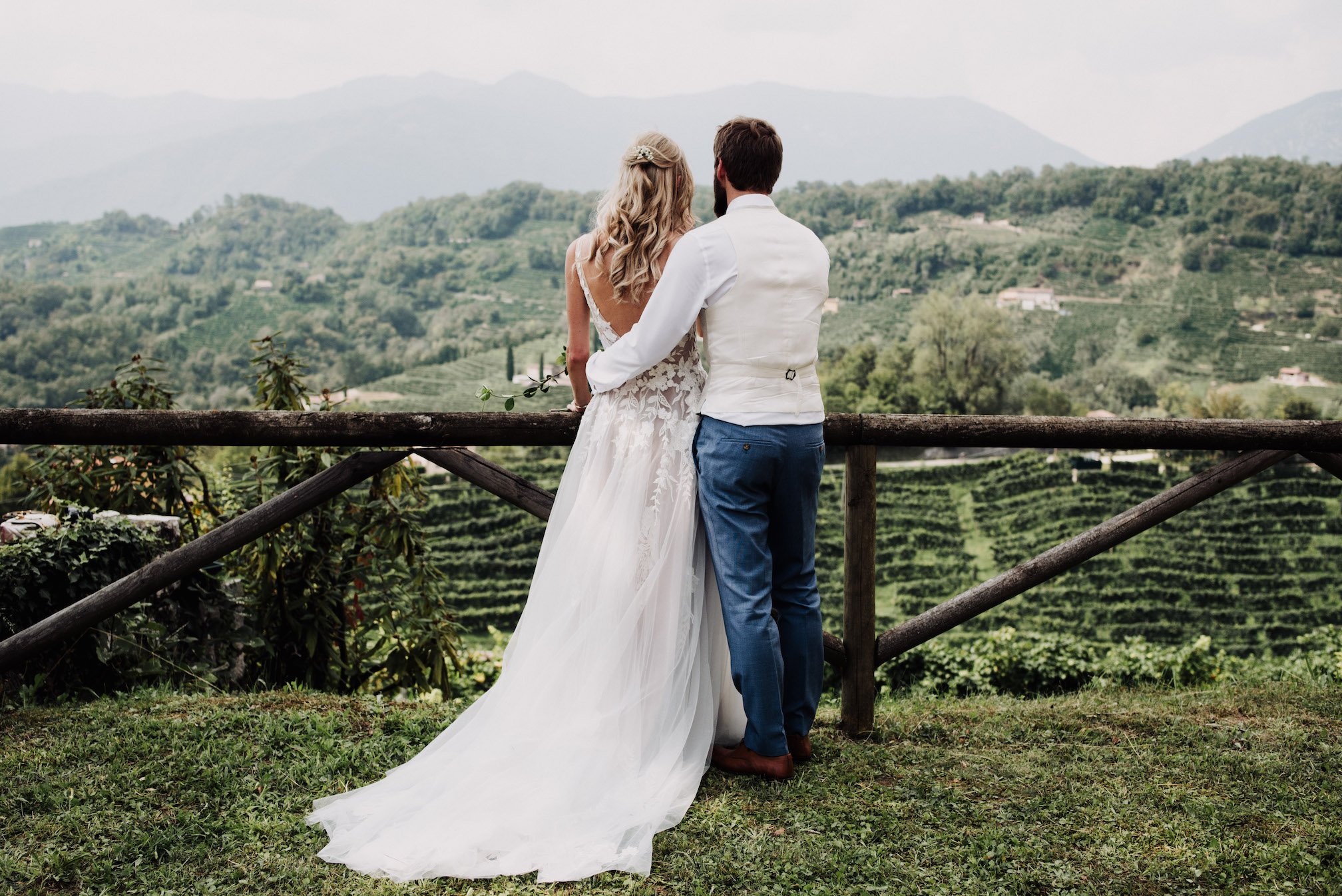 Hayley and Enrico looking out over the hills of Conegliano