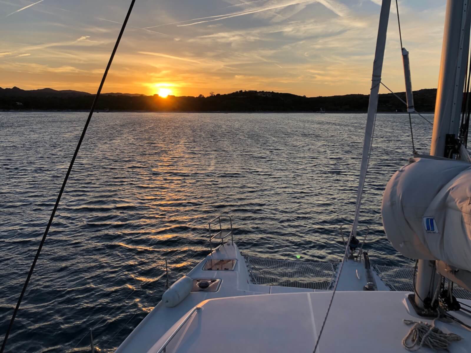 View of a sunset from a yacht