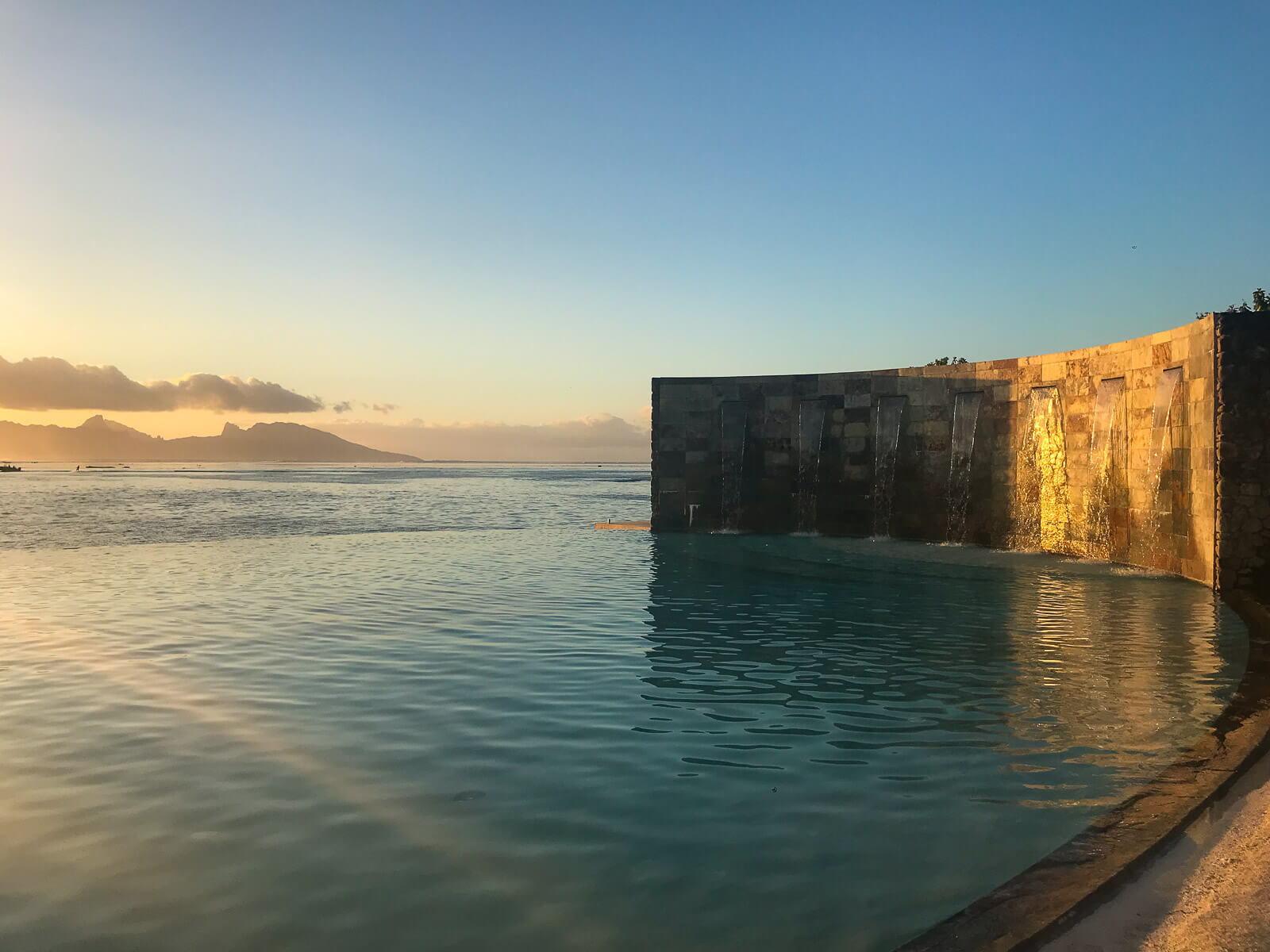 An infinity pool overlooking the bay 