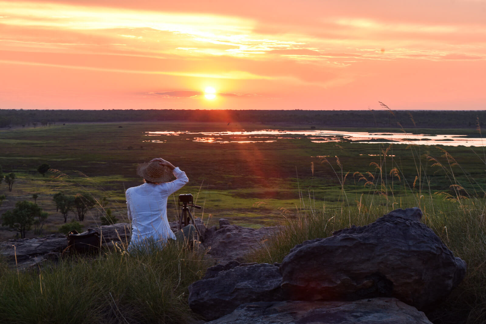 Hayley watching the sun set at Ubirr