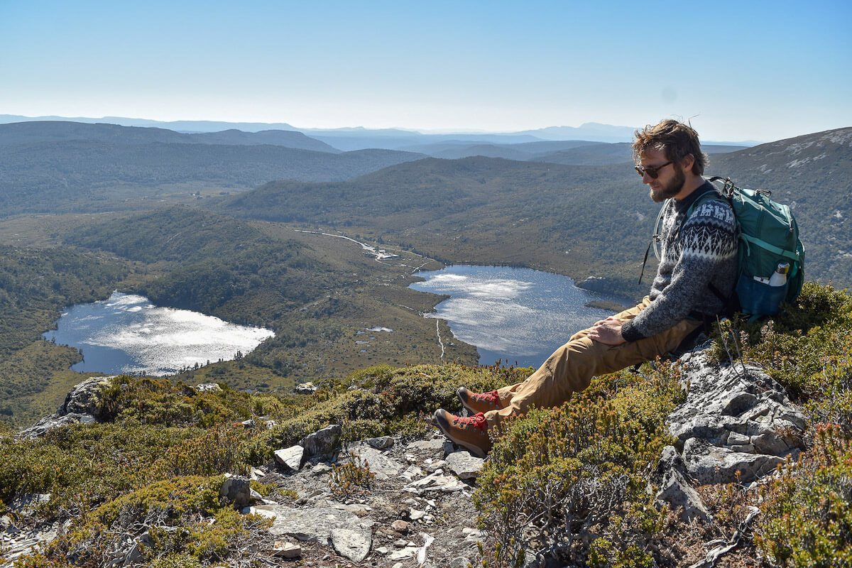 Enrico sitting on the rocks above Crater Lake 