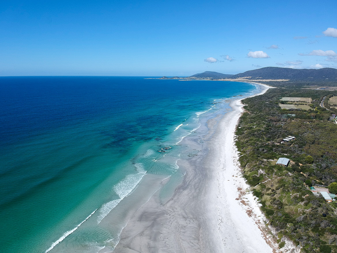 An aerial shot of Denison Beach 