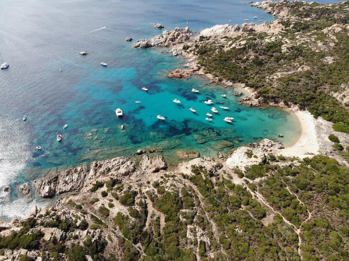 A white sandy cove in La Maddalena 