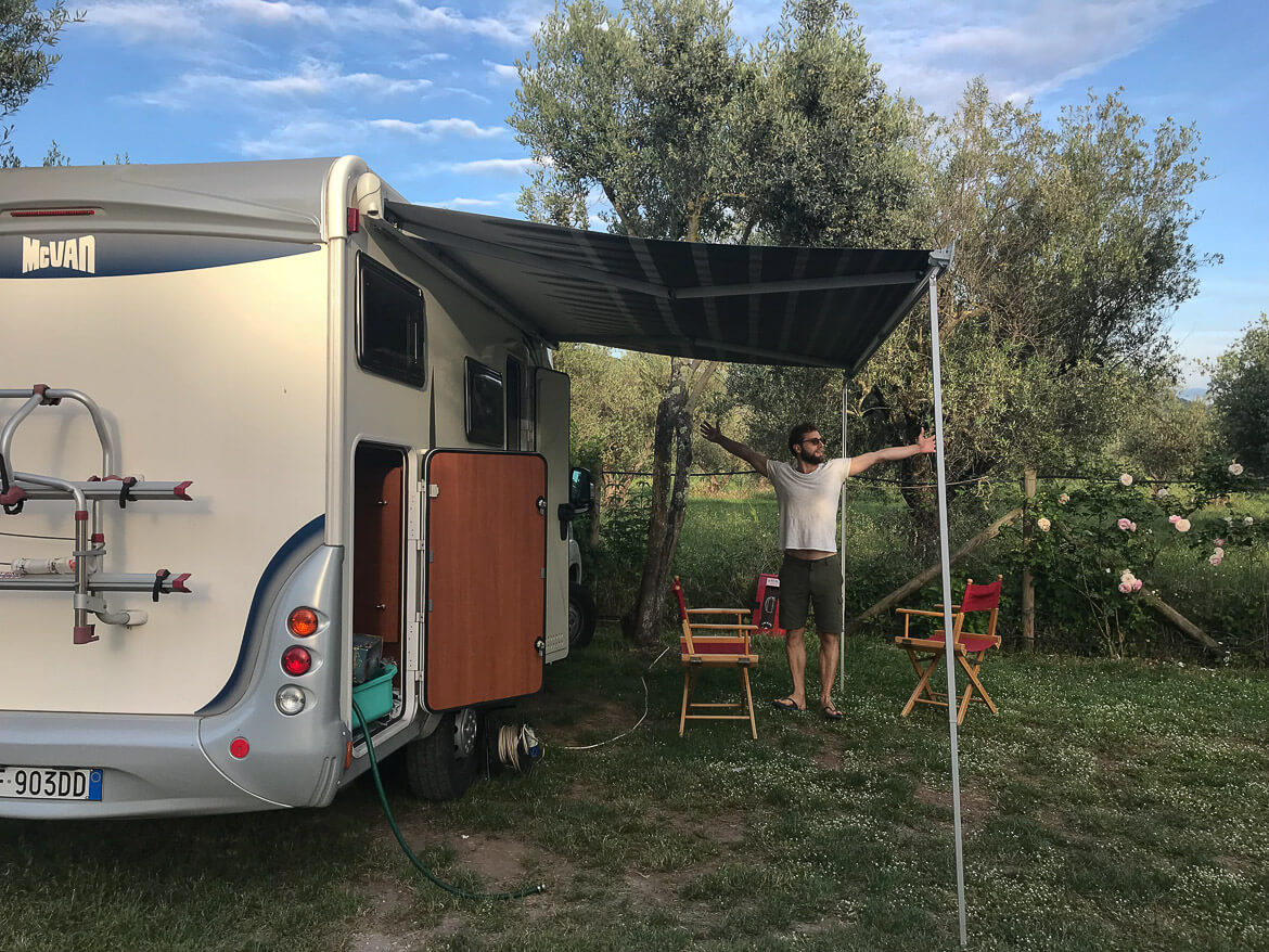 Camping in Italy in a motorhome