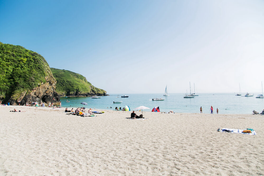 The beautiful sandy Cornish beach of Lantic Bay