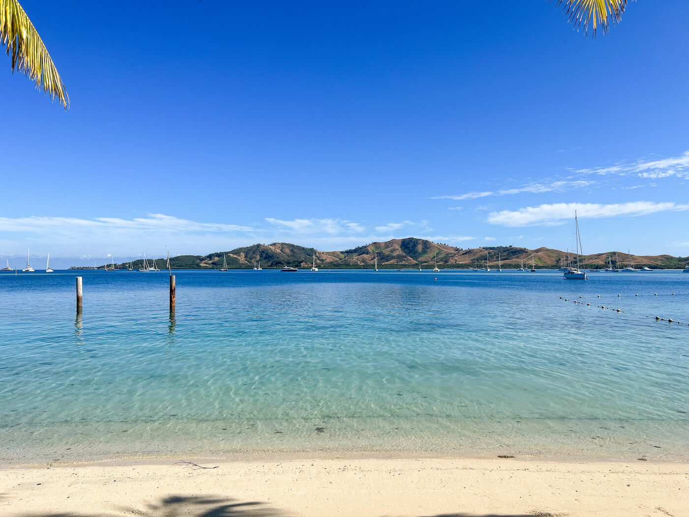 Clear water and white sand in Fiji