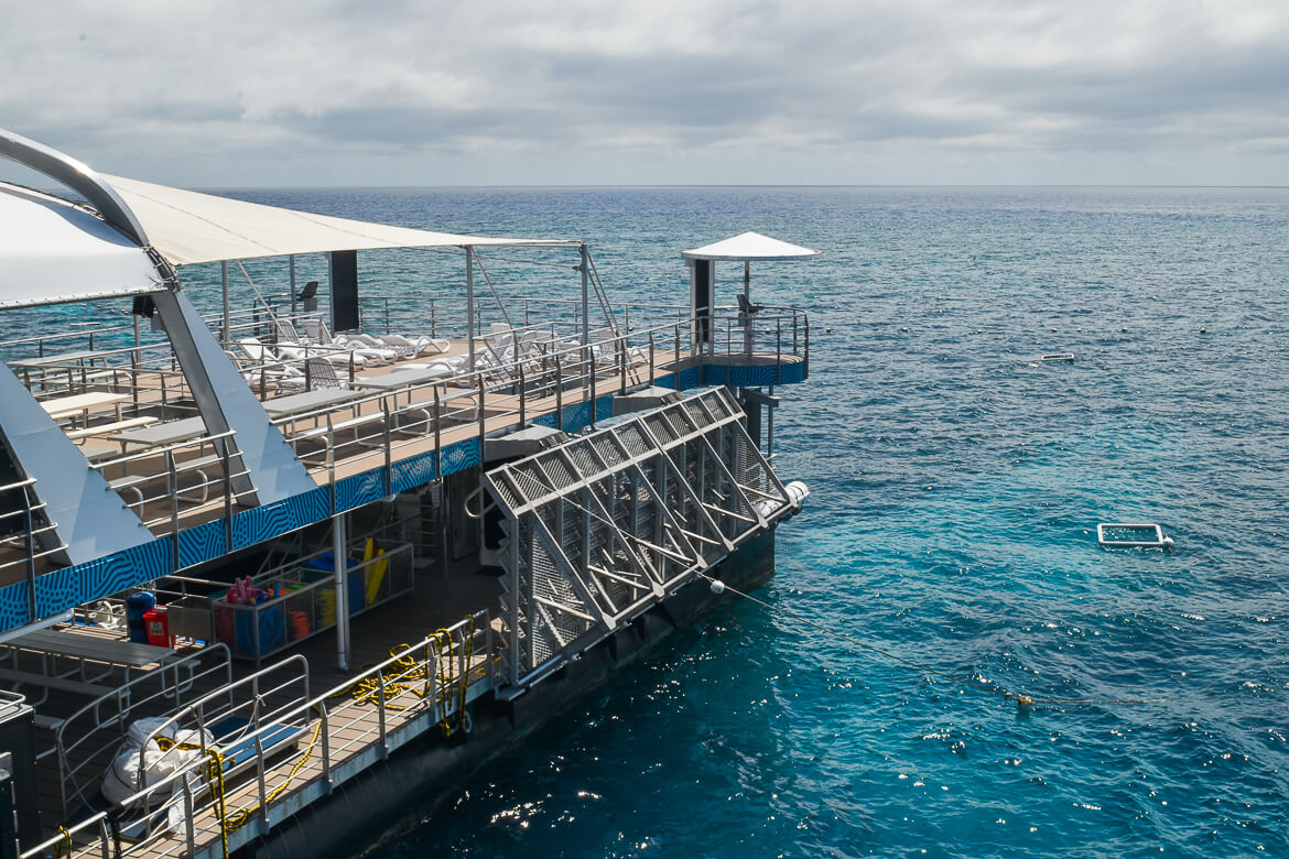 The upper deck of the Reef Magic pontoon is the perfect spot to relax.