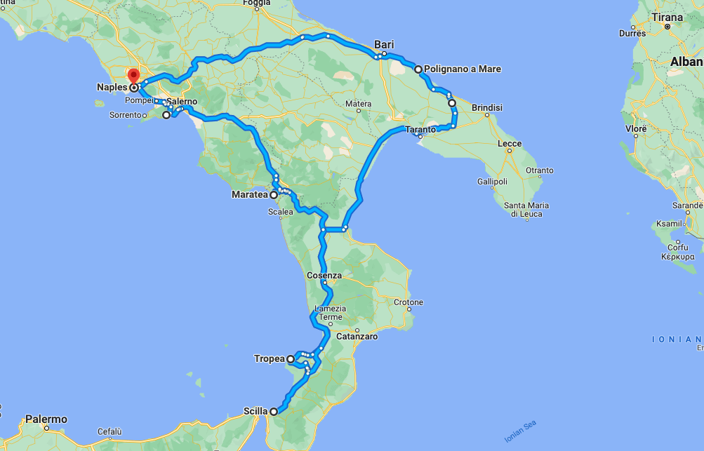 travelling around southern italy