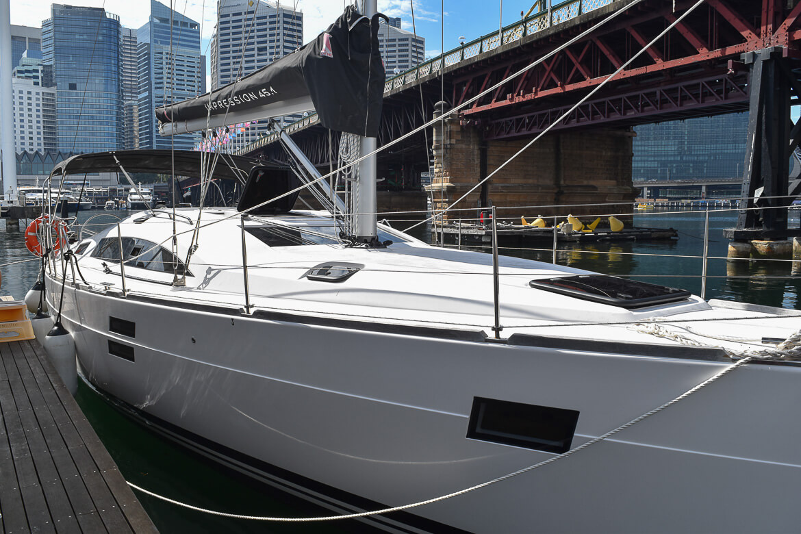 A luxury yacht moored in Darling Harbour