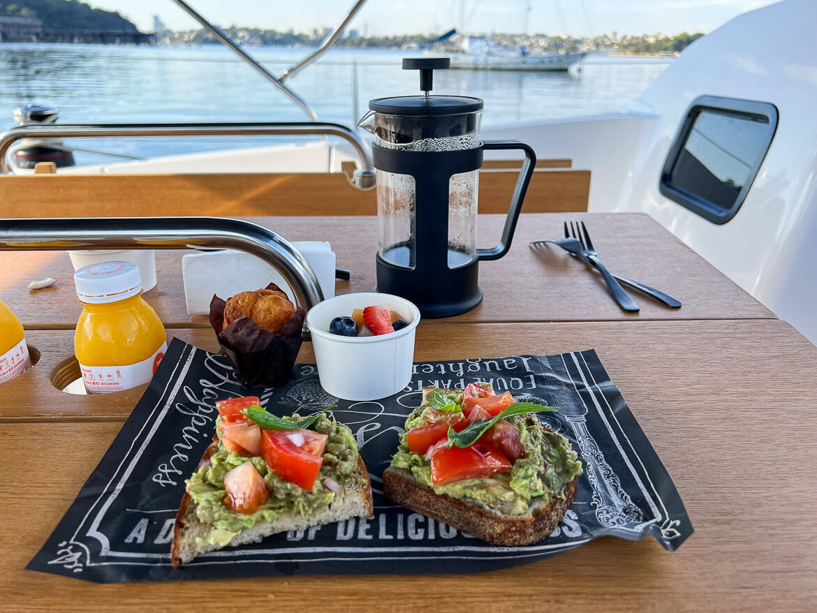 Avocado on toast on the yacht