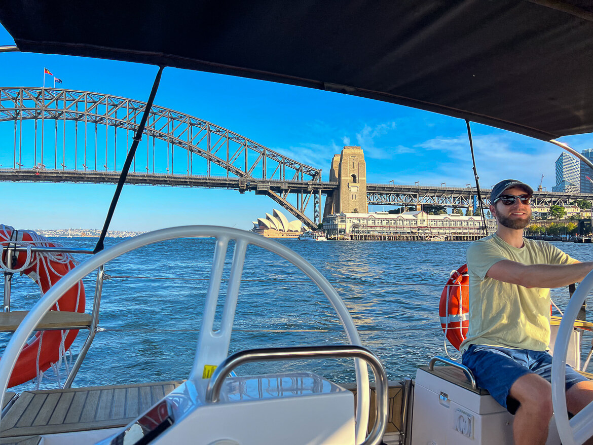 Sailing under Sydney Harbour bridge