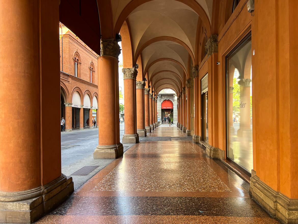 One of the many porticoes in Bologna