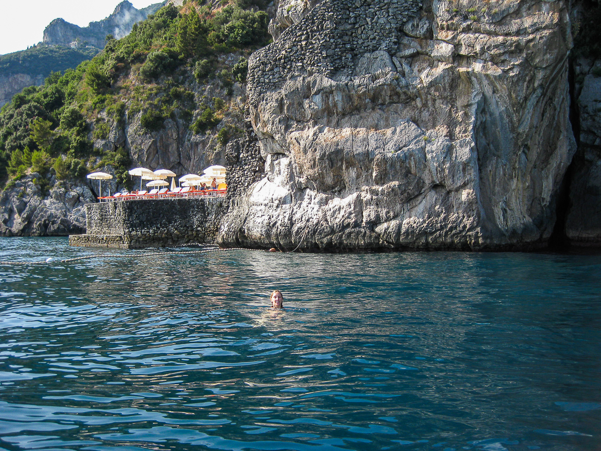 Swimming off the beach in the Amalfi Coast