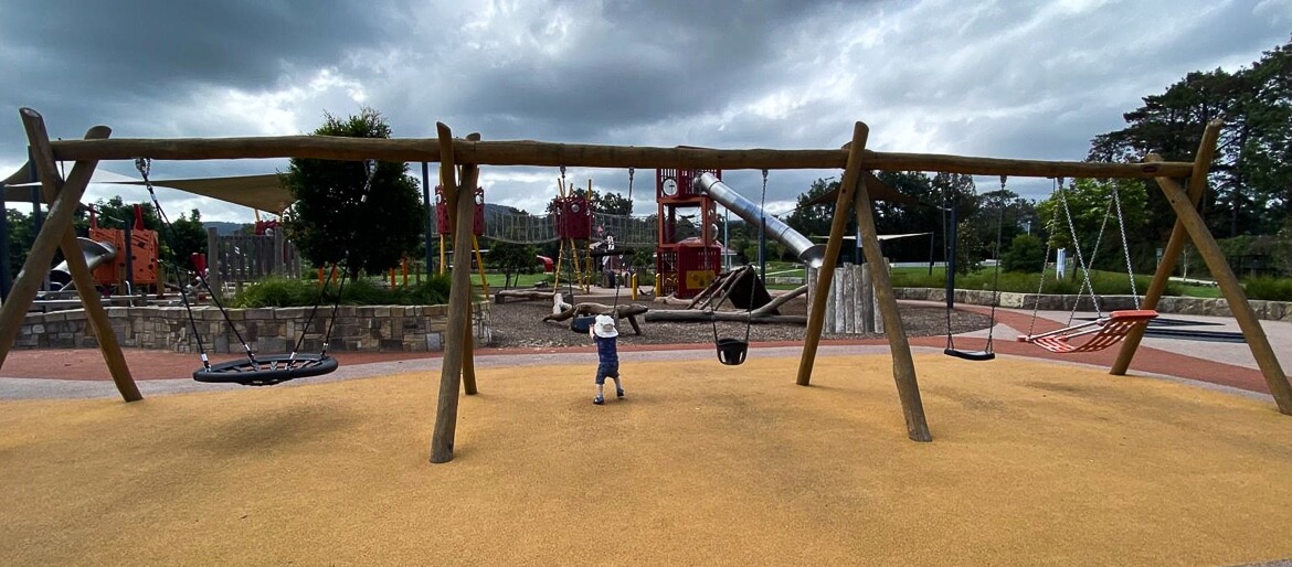 A kids playground with lots of slides and swings in Berry near Jervis Bay