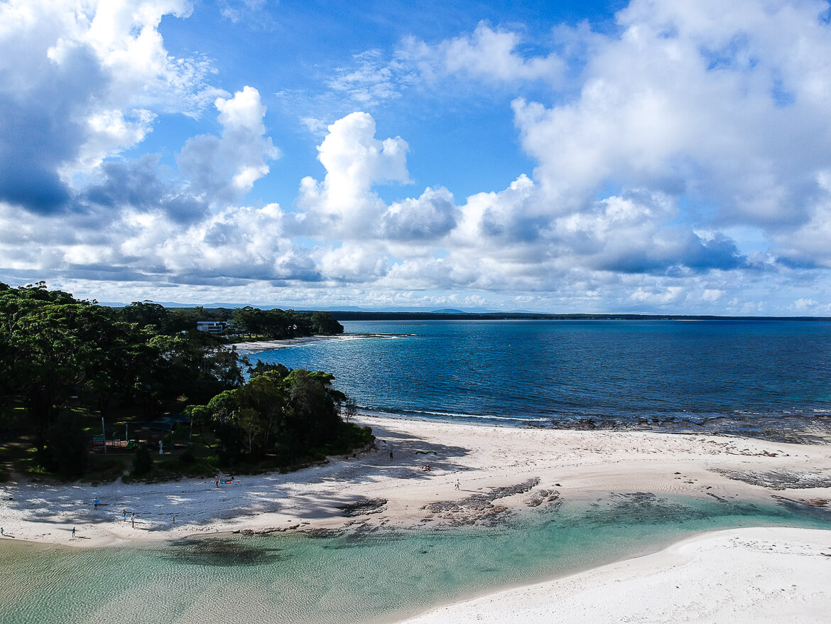 Moona Moona Creek leading out onto a white sand beach in Jervis Bay