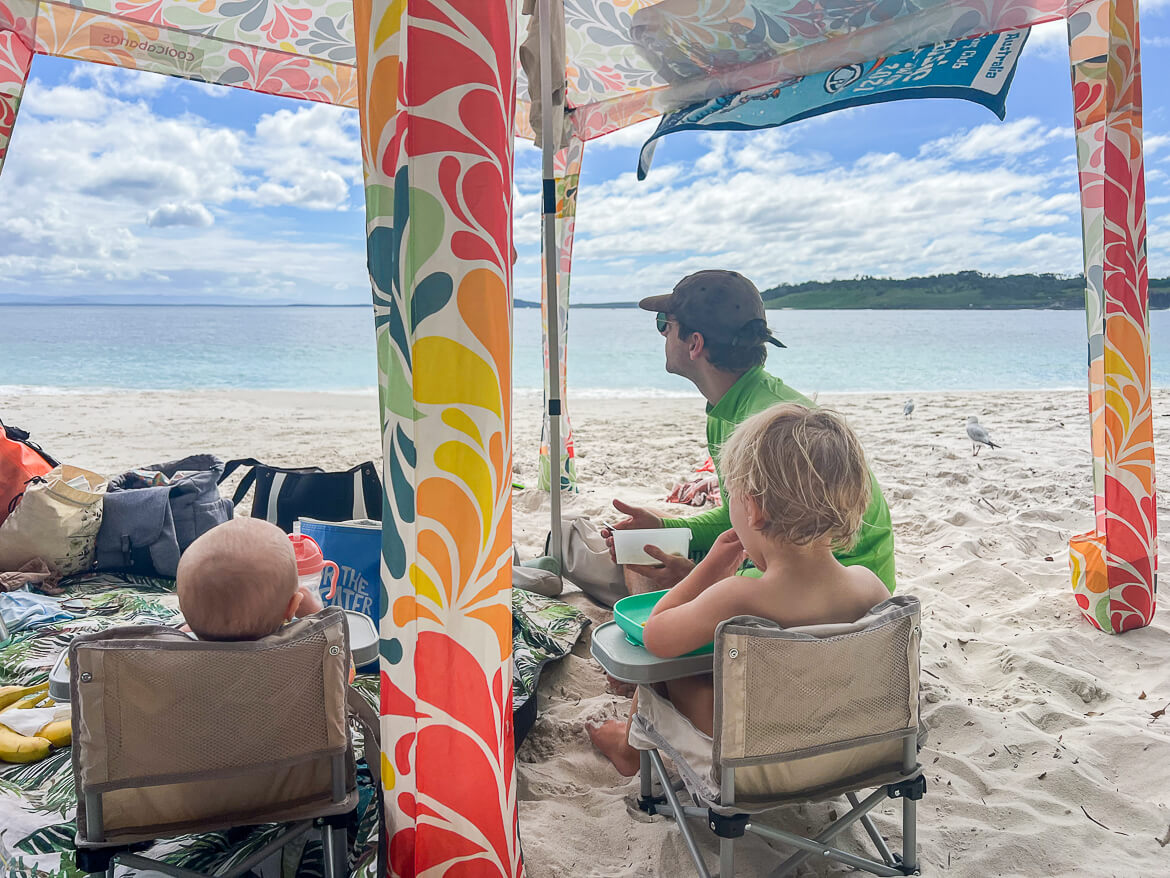 A family having a picnic on Murrays Beach in Jervis Bay