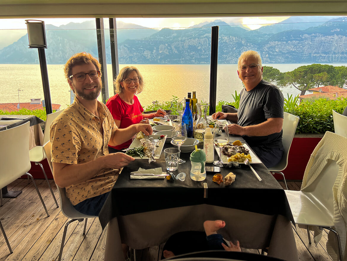 Dinner in Malcesine, Lake Garda with our baby 